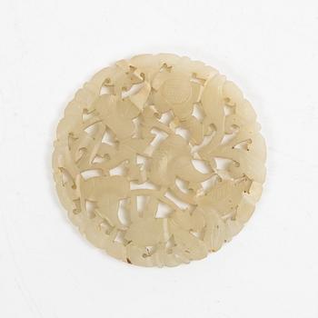 Bojan med trälock med nefrit, Kina sen Qingdynasti.