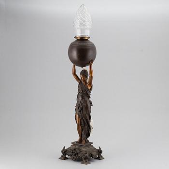 A spelter table light, circa 1900.