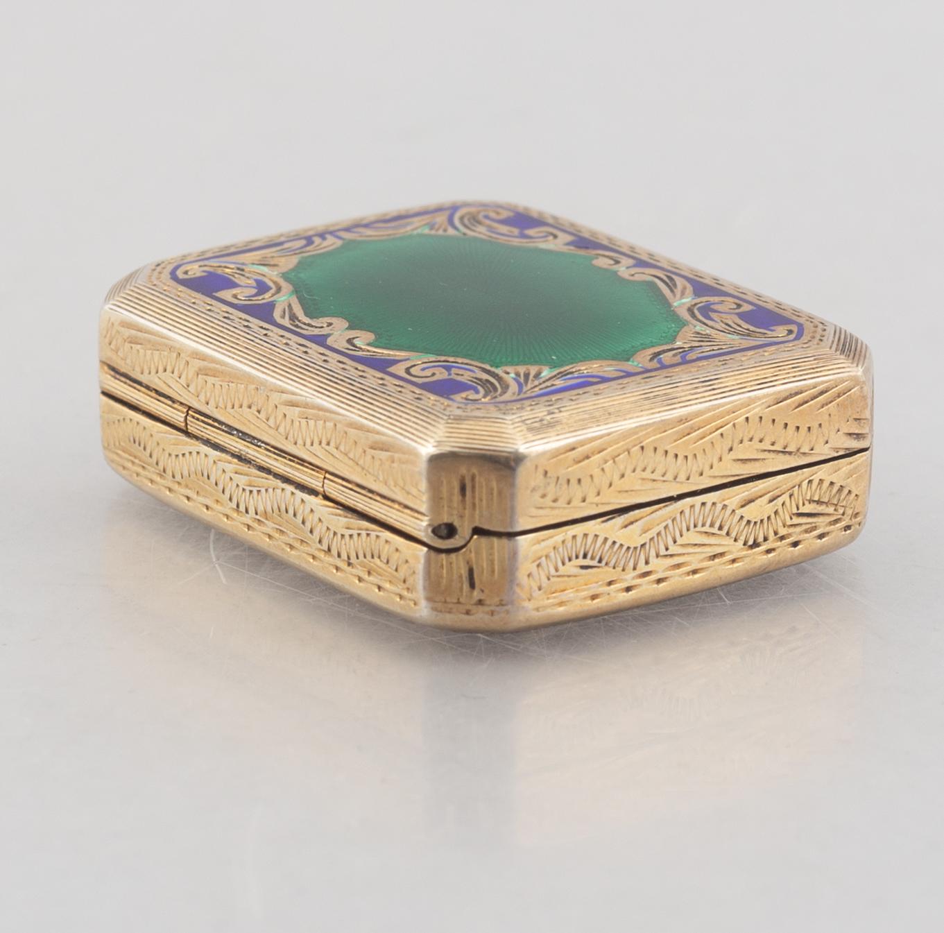 A silver gilt and enamel box, Swedish import mark.
