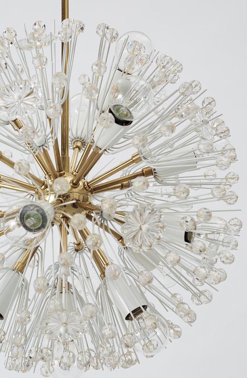 An Emil Stejnar brass crystal chandelier by Rupert Nikoll, Austria.
