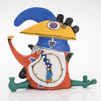 Otmar Alt, a porcelain 'Coq o'clock' table clock for Rosenthal, Germany, 1980s.