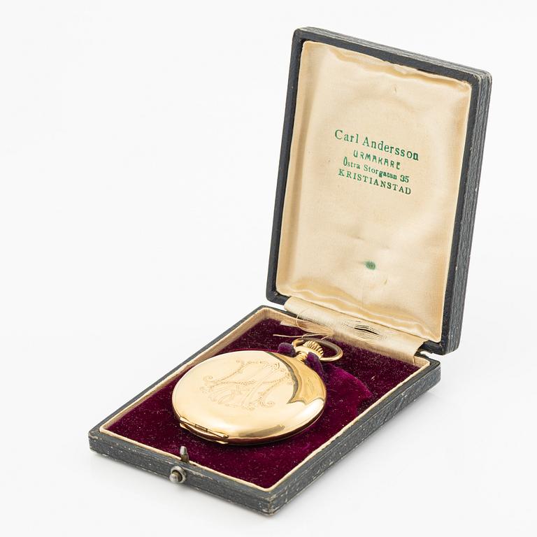 Fickur, 18k guld, savonett, 53 mm.