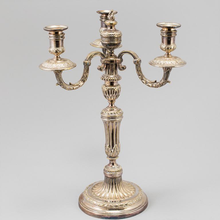 KANDELABER, nysilver, gustaviansk stil, 1900-talets första hälft.