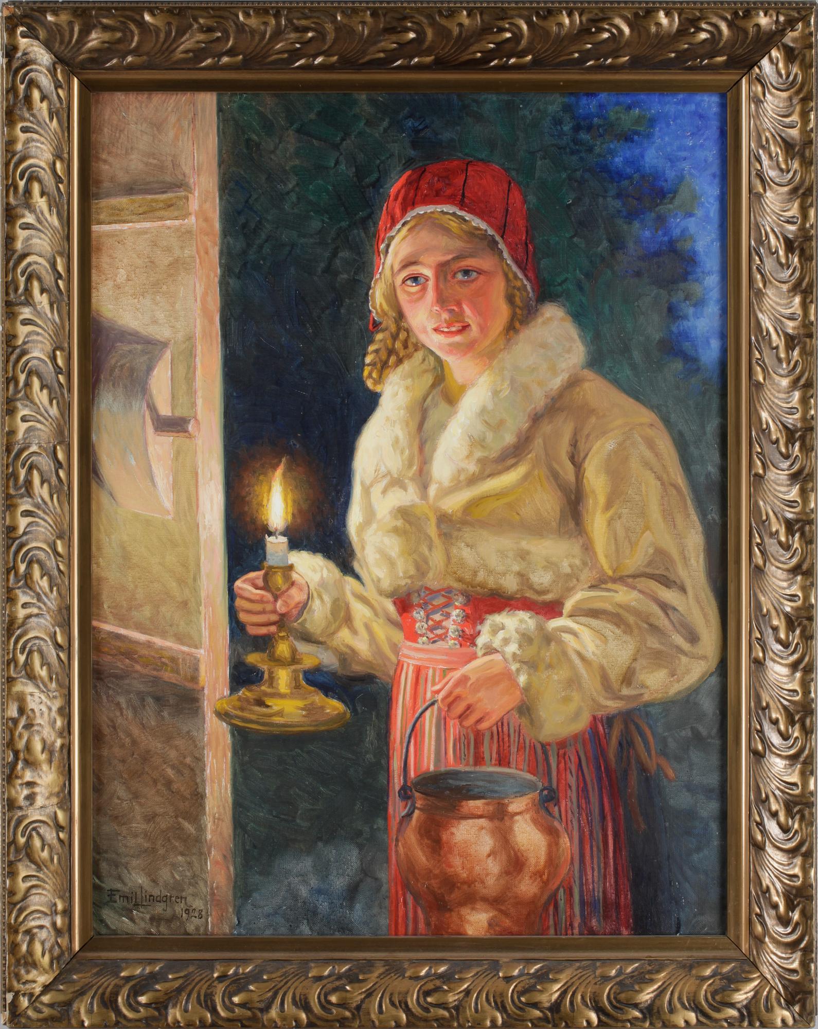 EMIL LINDGREN, olja på duk. Sign o dat 1928.