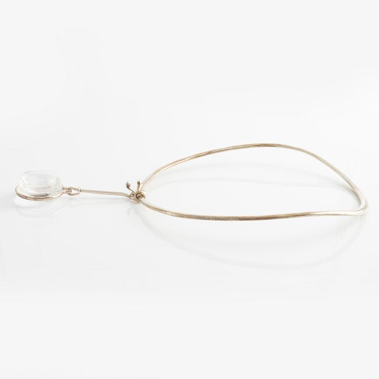 Vivianna Torun Bülow-Hübe design for Georg Jensen, necklace in silver with rock crystal.
