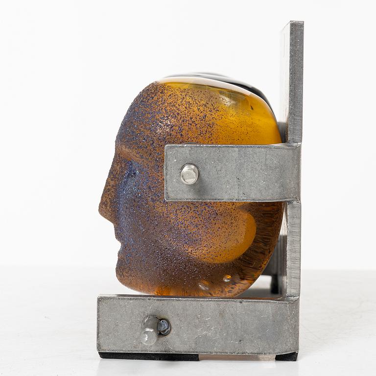 Bertil Vallien, a glass and metal sculpture, "Brains", Kosta Boda, Sweden, limited edition 100, signed.