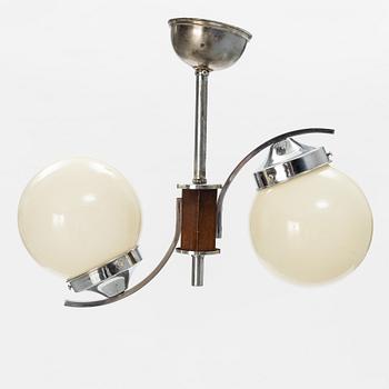 A glass ceiling light, 1930's.