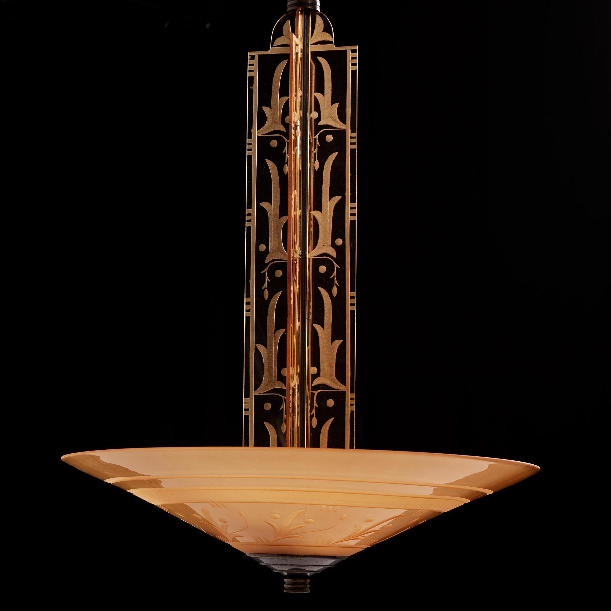 Edward Hald, a ceiling lamp model "HD 615", Orrefors, 1930s.