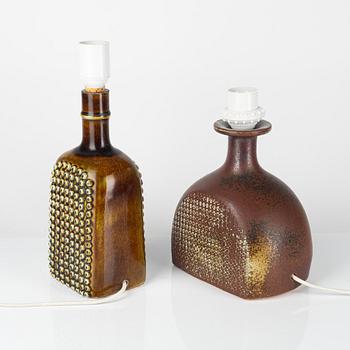 Stig Lindberg, bordslampor, 2 st, Gustavsberg Studio, 1974.