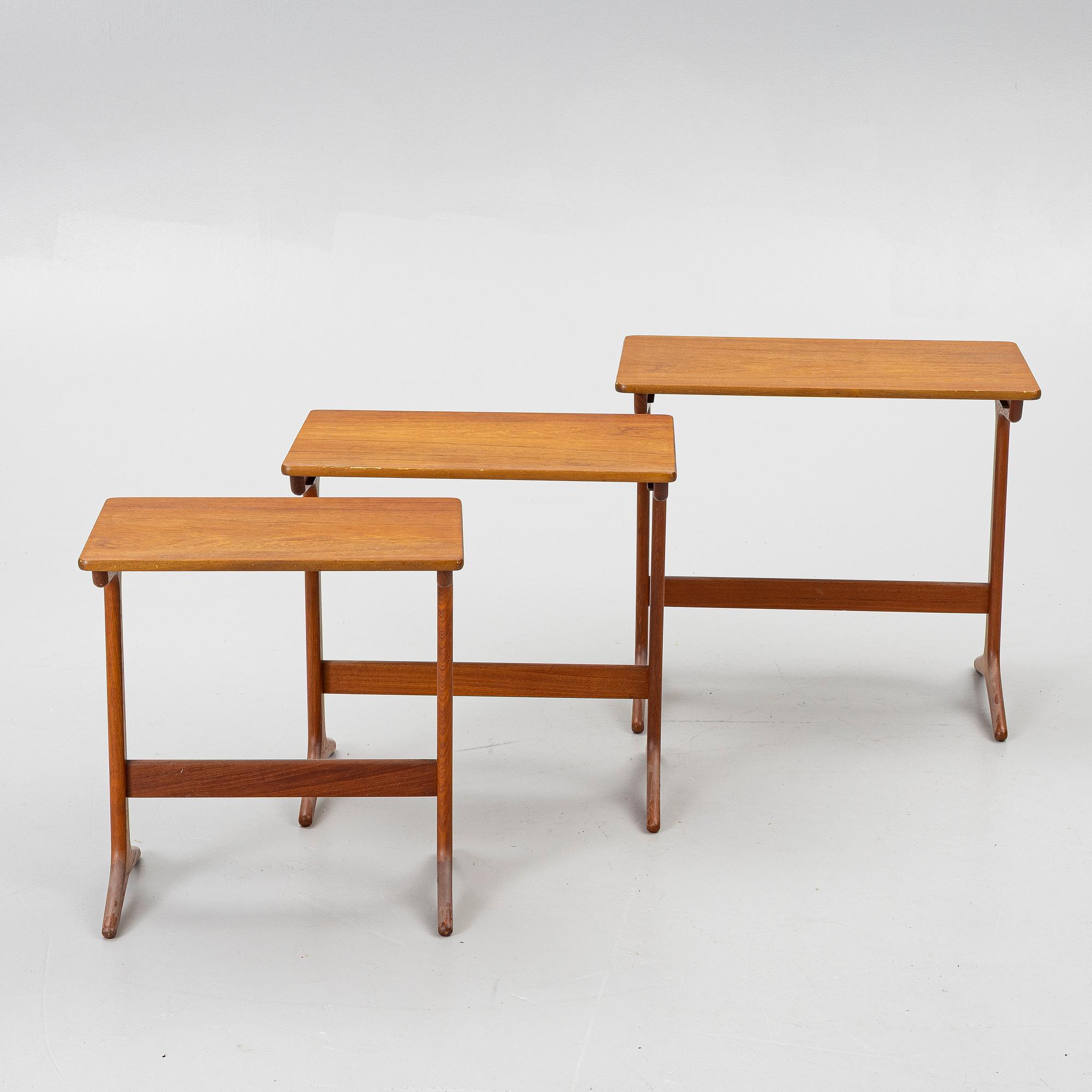 Erling Torvits, a three-piece nesting table, Denmark, 1960's.