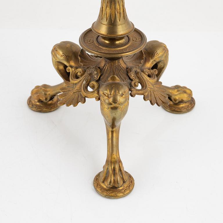 A pair of bronze candelabra, late 19th Century.