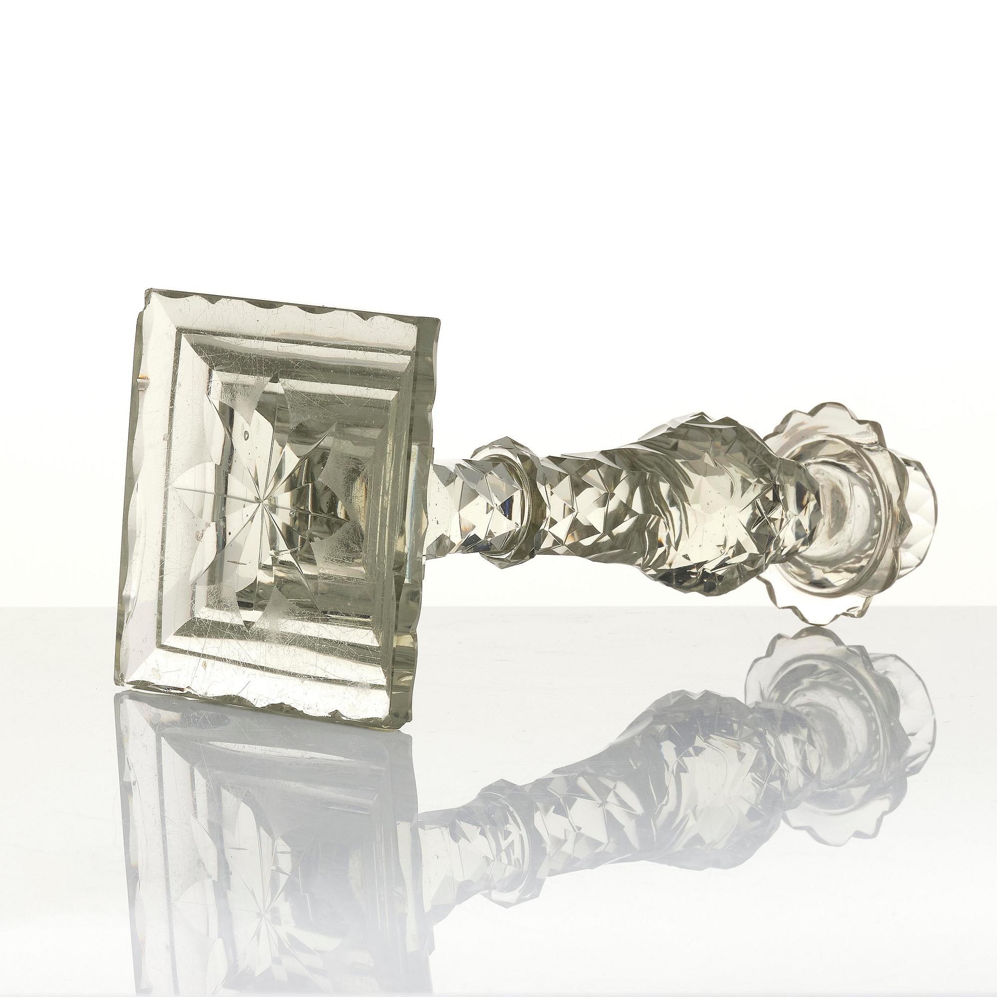 An Anglo-Irish cut glass candle stick, 18th century.