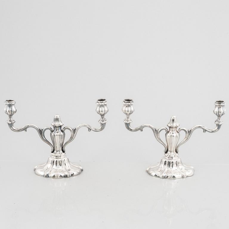 A pair of silver candelabras, A.G.Eriksson, Nässjö, Sweden, 1931.