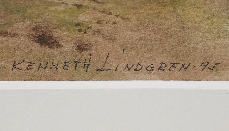 KENNETH LINDGREN, 2 st, akvareller, signerade och daterade -95.