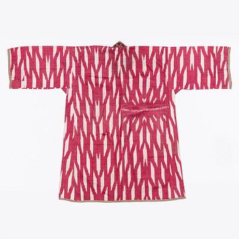 A silk and cotton Chapan, Ikat silk and cotton, Centralasien, 1880s.