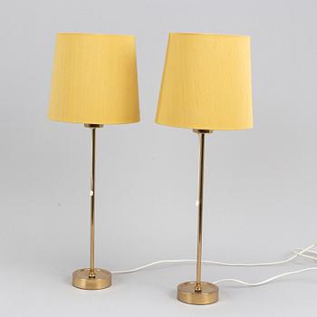 Apair of Bergbom brass table lamps.