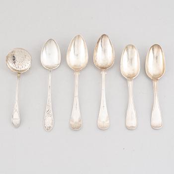 Spoons, 6 pcs, silver, Sweden and Norway, late 18th-early 20th century.