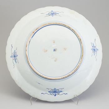 A Japanese blue and white porcelain charger, Meiji (1868-1912).