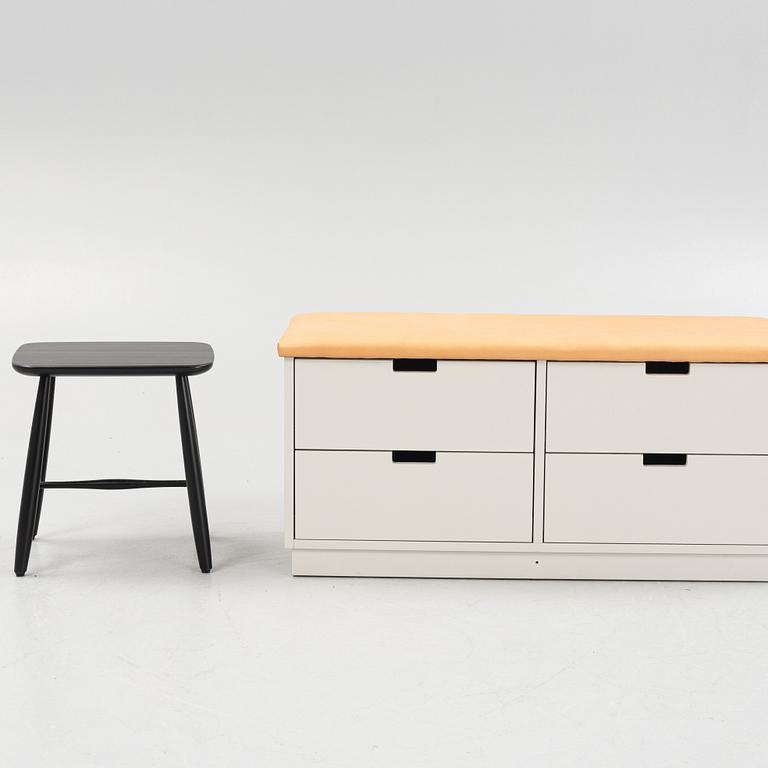 A bench and stool by Nirvan Richter, Norrgavel.
