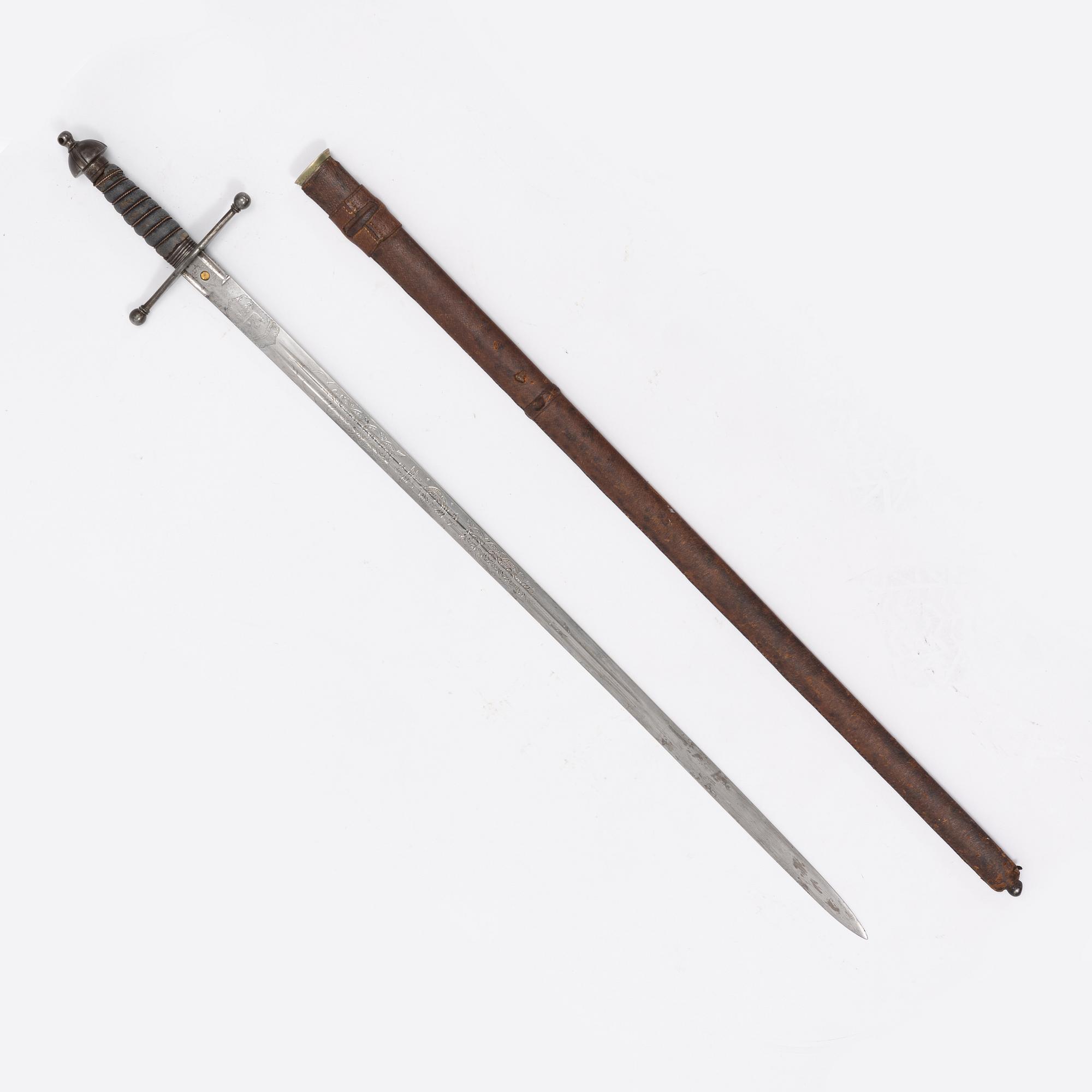 A Scottish infantry officer's sword with cross hilt and field scabbard, by Henry Wilkinson, London.
