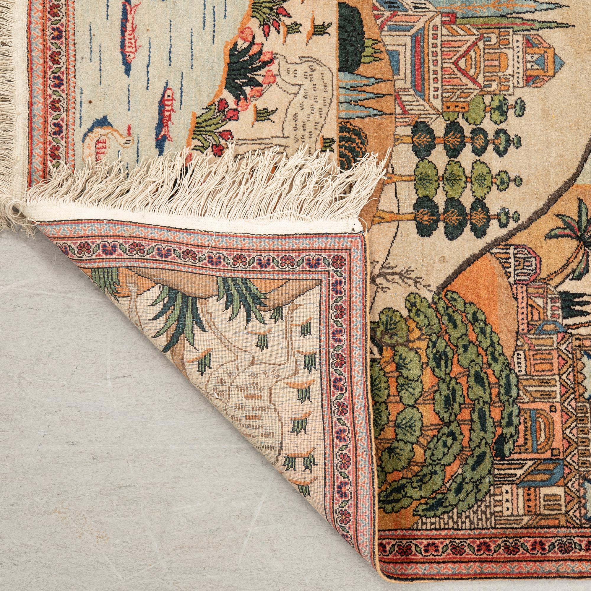 Isfahan rug semi-antique approx. 166x89 cm.