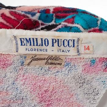 PUCCI, patterned cotton beachdress. 1970´s, size 14.