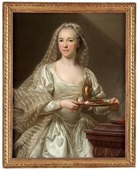 1016. Alexander Roslin, Portrait of a lady, said to be Mlle Bourgevin de Linas, as a Vestal Virgin.