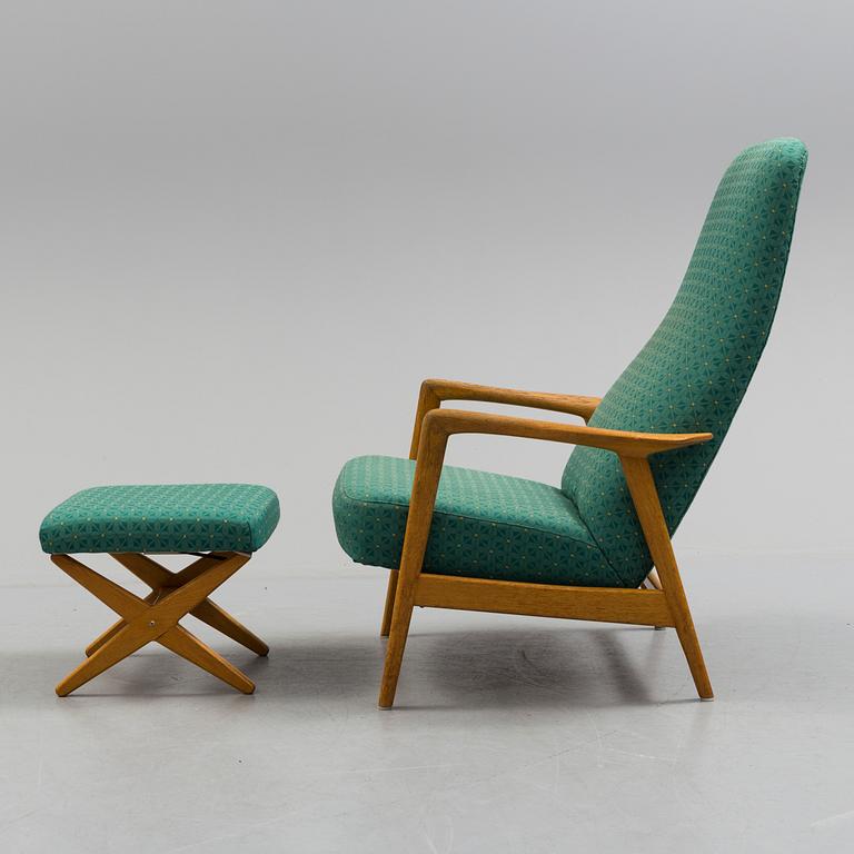 A 1960s Alf Svensson "Contour" armchair and stool.