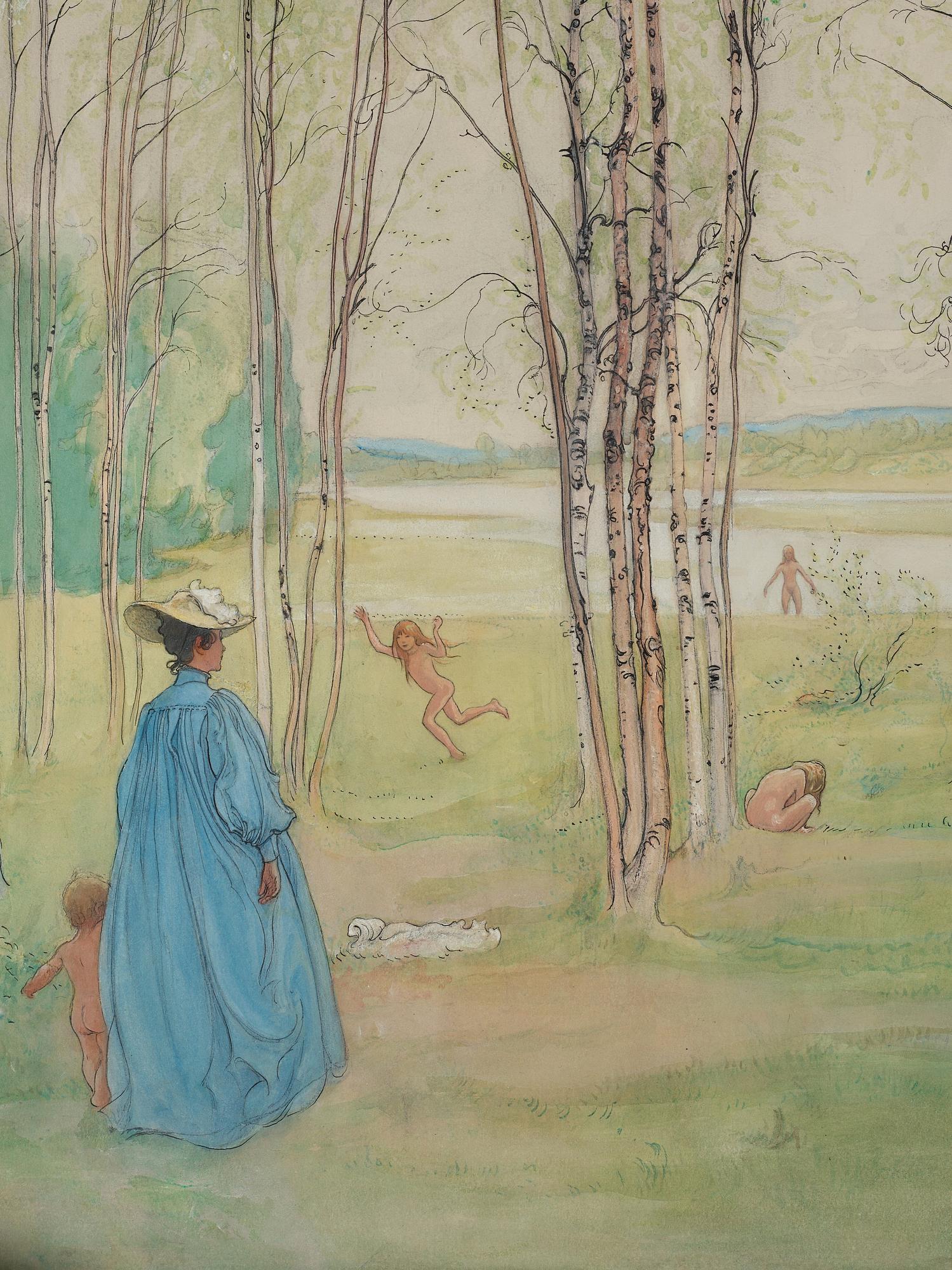 Carl Larsson, ”Våridyll” ("I grönan lund"/"De badande barnen"/"Idyll") [Spring idyll].