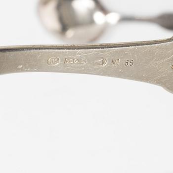 Bestick, 17 delar, silver, bl a serveringssked Th Marthinsen, Norge, kaffeskedar CG Hallberg mm.