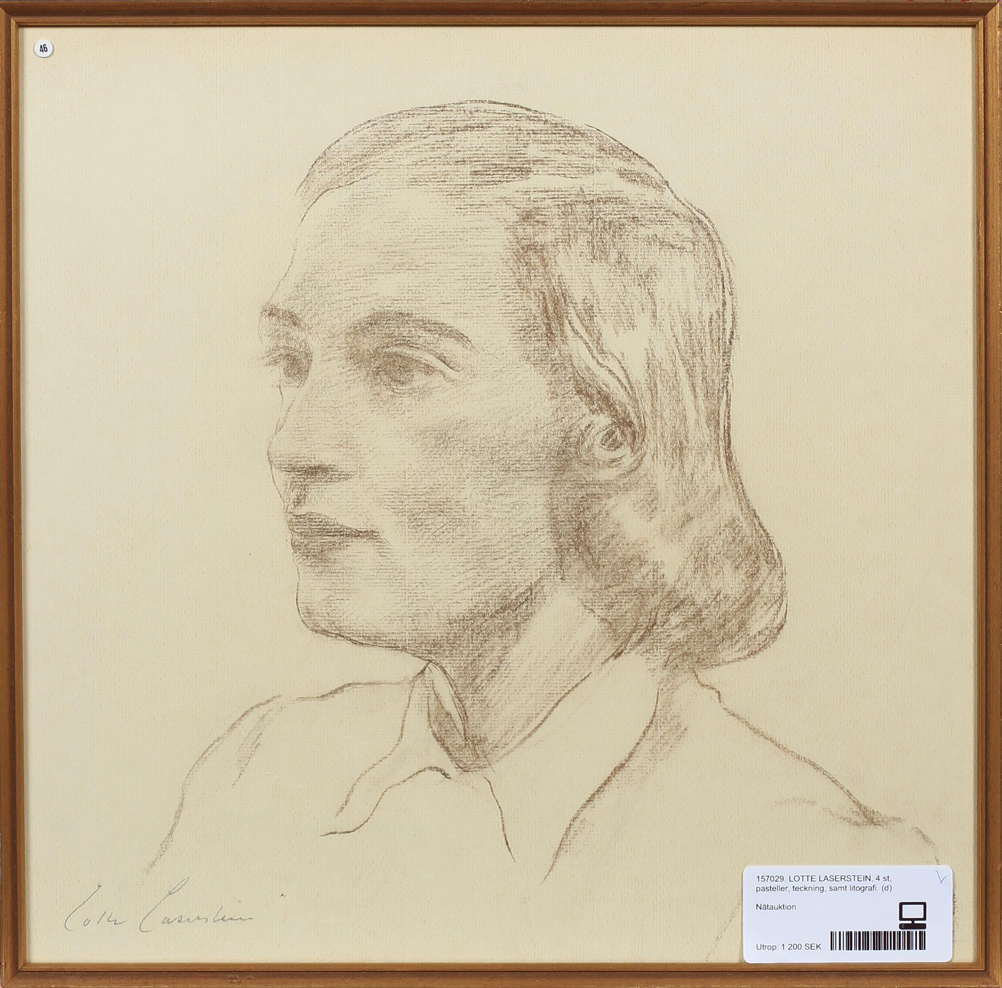 LOTTE LASERSTEIN, pasteller, teckning, samt litografi, 4 st.