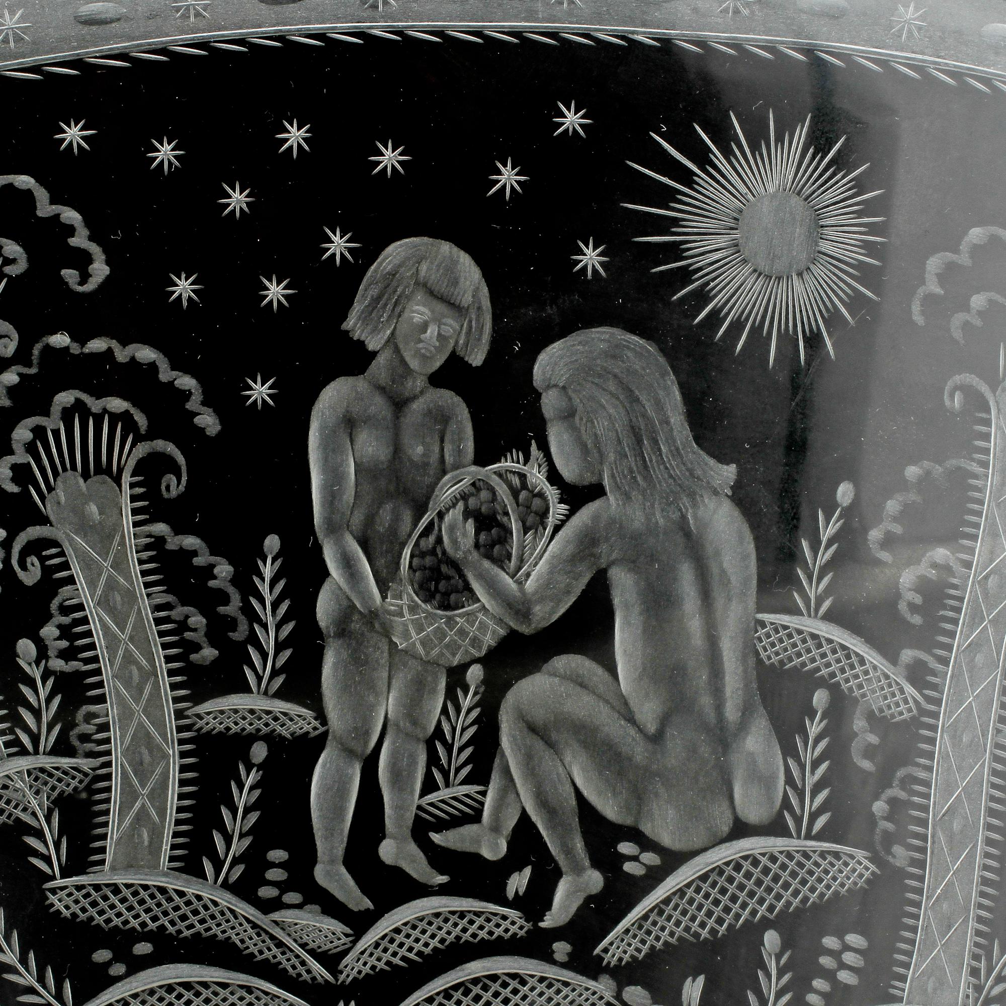 EDWARD HALD, skål, glas, Orrefors, signerad och daterad 1926.