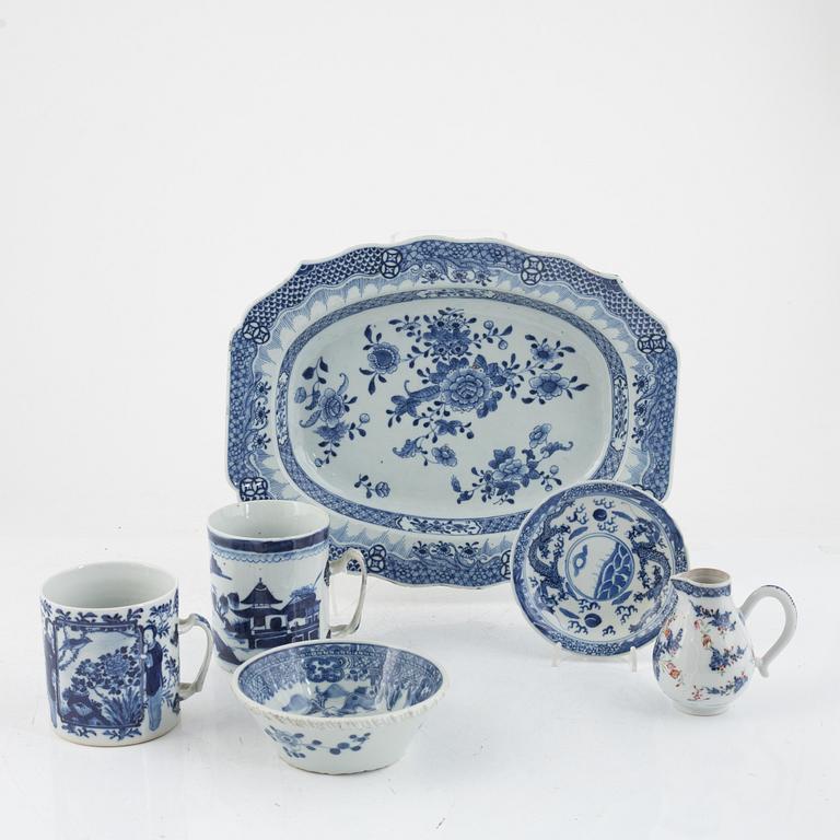 Six pieces of porcelain, Qingdynasty, kina, 18th-19th century.