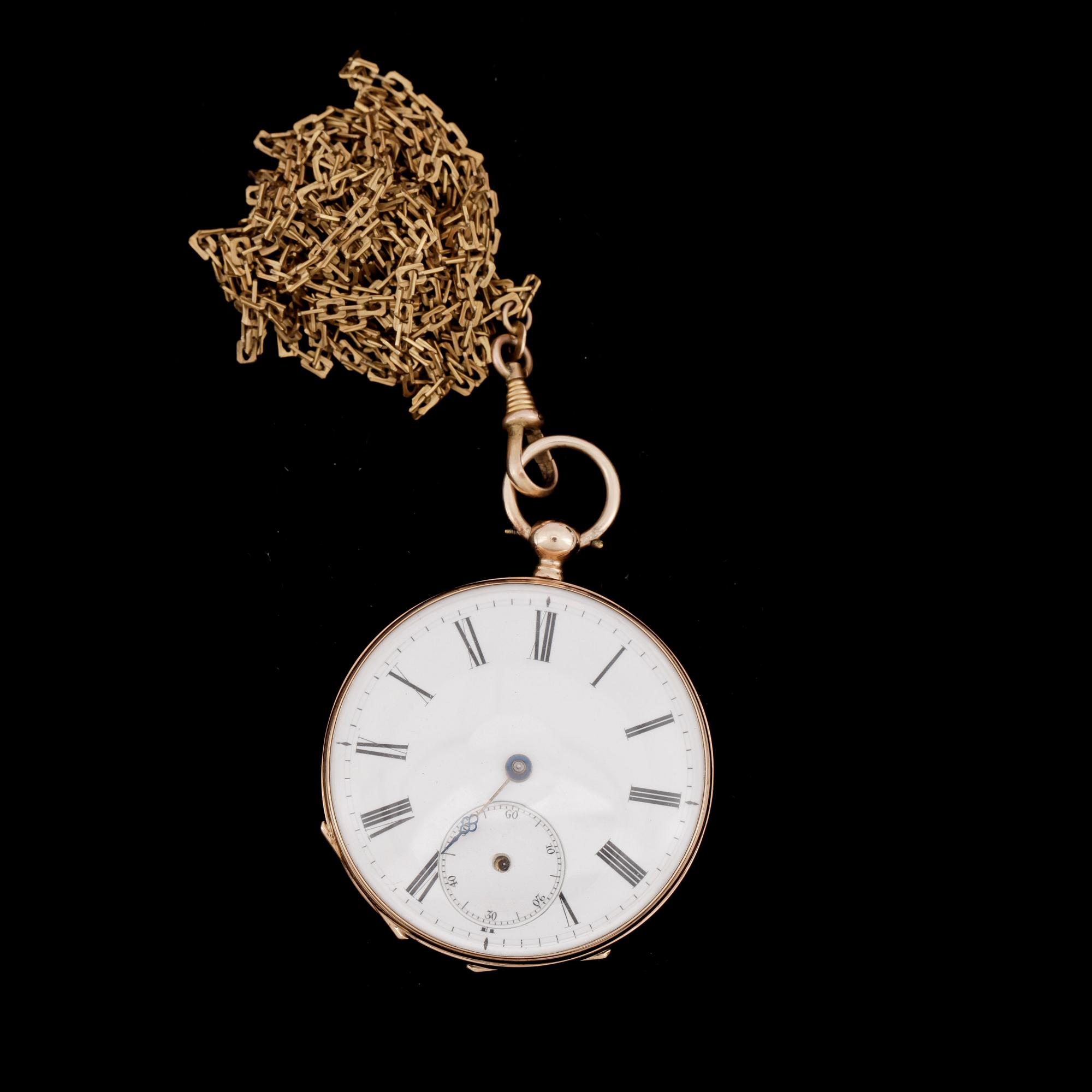 DAMFICKUR, guld 14K, sent 1800-tal. Tot ca 50 gram.