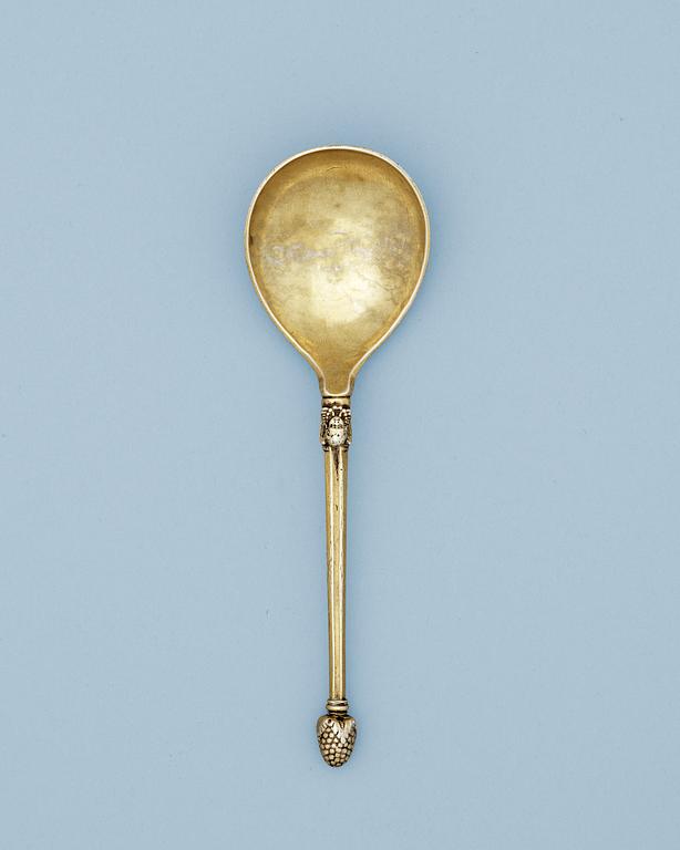 A 17th century silver-gilt spoon, un identified makers mark, possibly Norway.