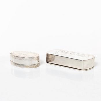 Two Swedish silver boxes, 1786 and 1826.