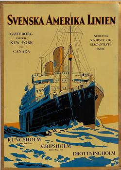 Advertising plate, for the Swedish American Line.
