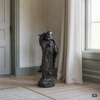 A large Japanese bronze figure of a Rakan, Meiji (1868-1912).