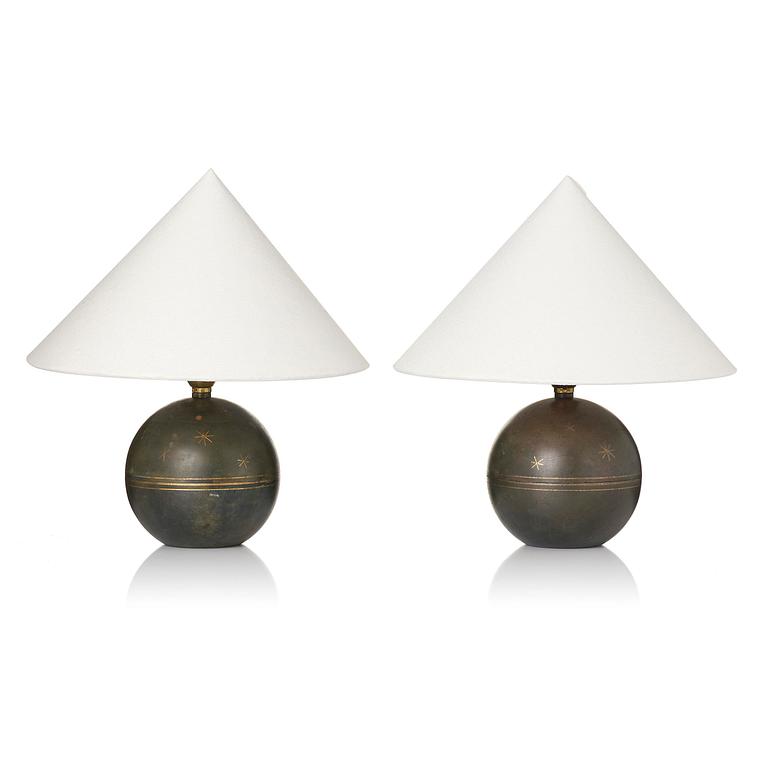 Erik Tidstrand, a pair of table lamps, Nordiska Kompaniet, 1930s.