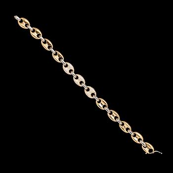 BRAACELET, gold and brilliant cut diamonds, tot. app. 3 cts.