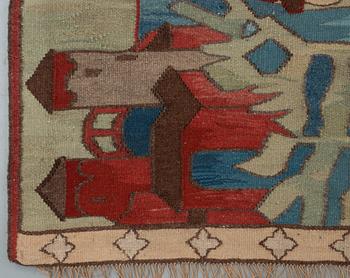 TAPESTRY. "Prinsessen og gullfuglene". Tapestry weave. 141,5 x 231 cm. Signed GM DNH (Gerhard Munthe, Den Norske Husflidsforening).