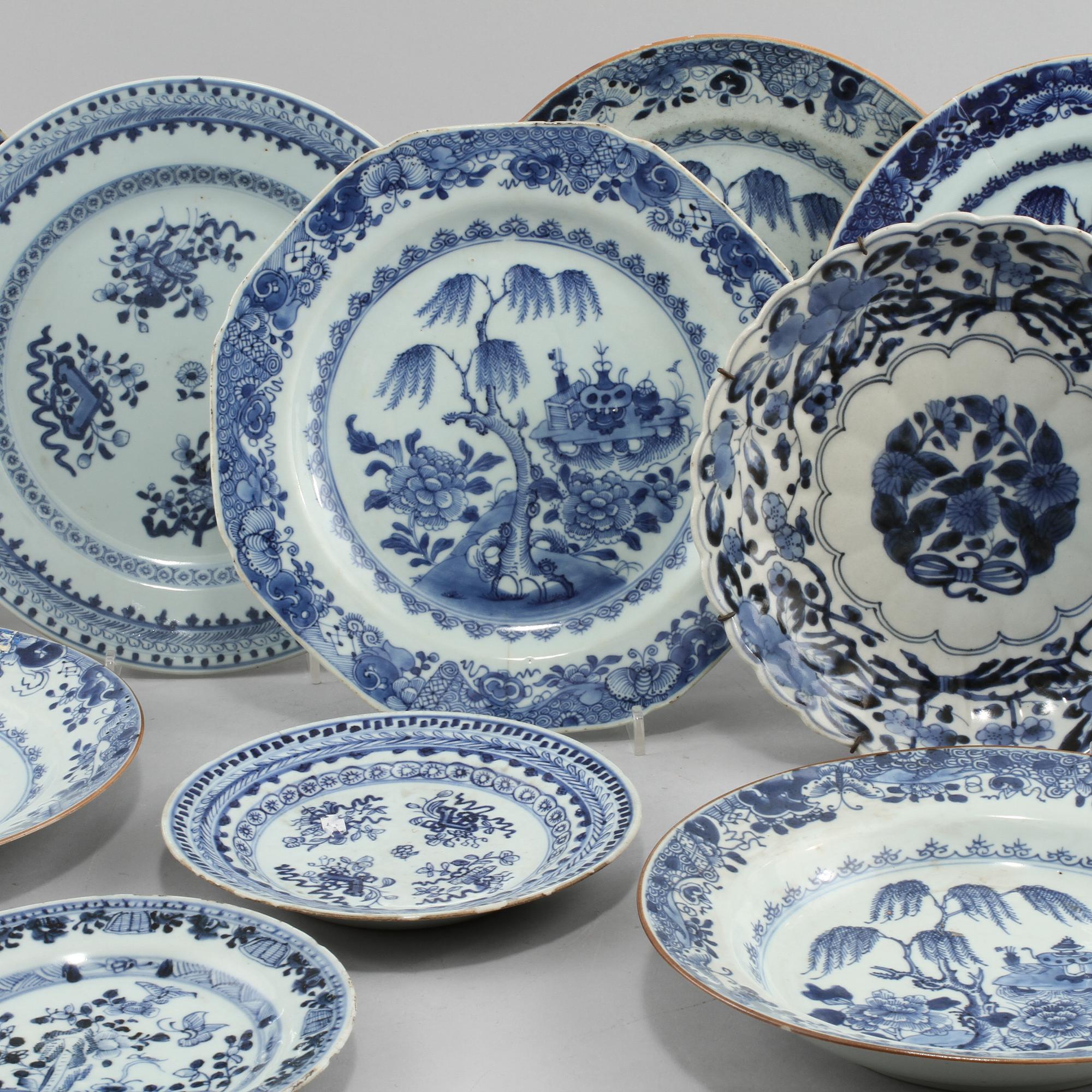 PARTI PORSLIN, 15 st, porslin, Kina och Japan, 1700/1800-tal.