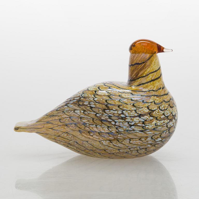 Oiva Toikka, a 'Summer Grouse' glass bird, signed O. Toikka Nuutajärvi.