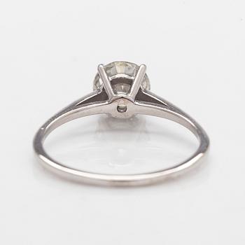 Sormus, briljanttihiottu timantti, 14K valkokulta.