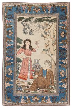 328. A signed Kashan 'Dabir' rug, c. 211 x 138 cm.