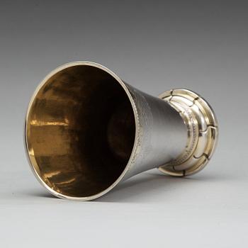 A Swedish 18th century parcel-gilt beaker, mark of Pelle Sellstedt, Sundsvall 1765.