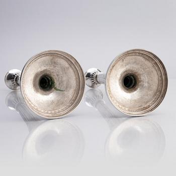 A pair of Danish 19th century silver candlesticks, marks of Carl Fredrik Westrup, Copenhagen 1827.
