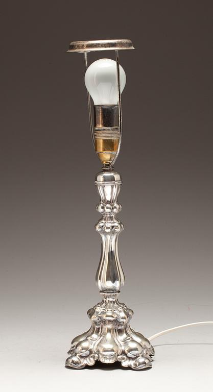 BORDSLAMPA, nysilver. Barockstil. 1900-tal.