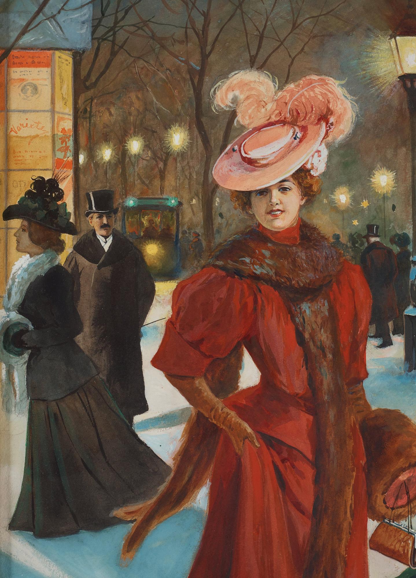 Jenny Nyström, Elegant lady Christmas shopping.