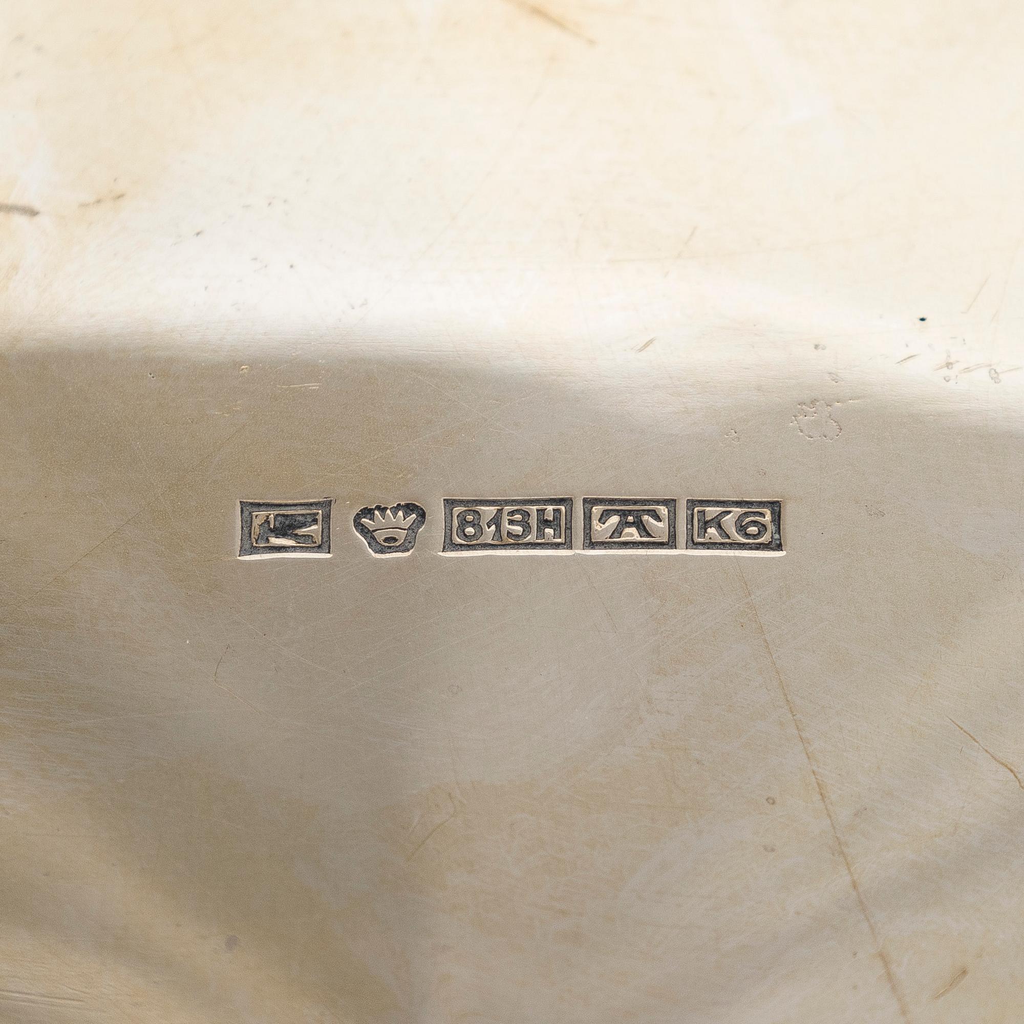 A 20th century silver bowl and six coasters.